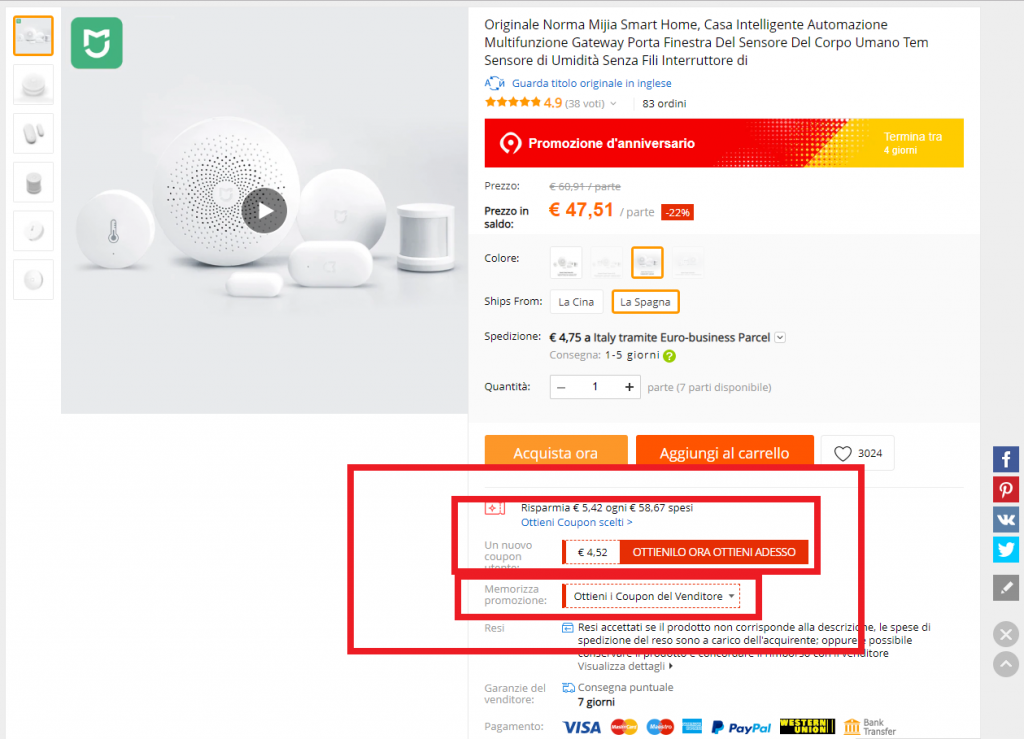 dove si inserisce il codice sconto Aliexpress