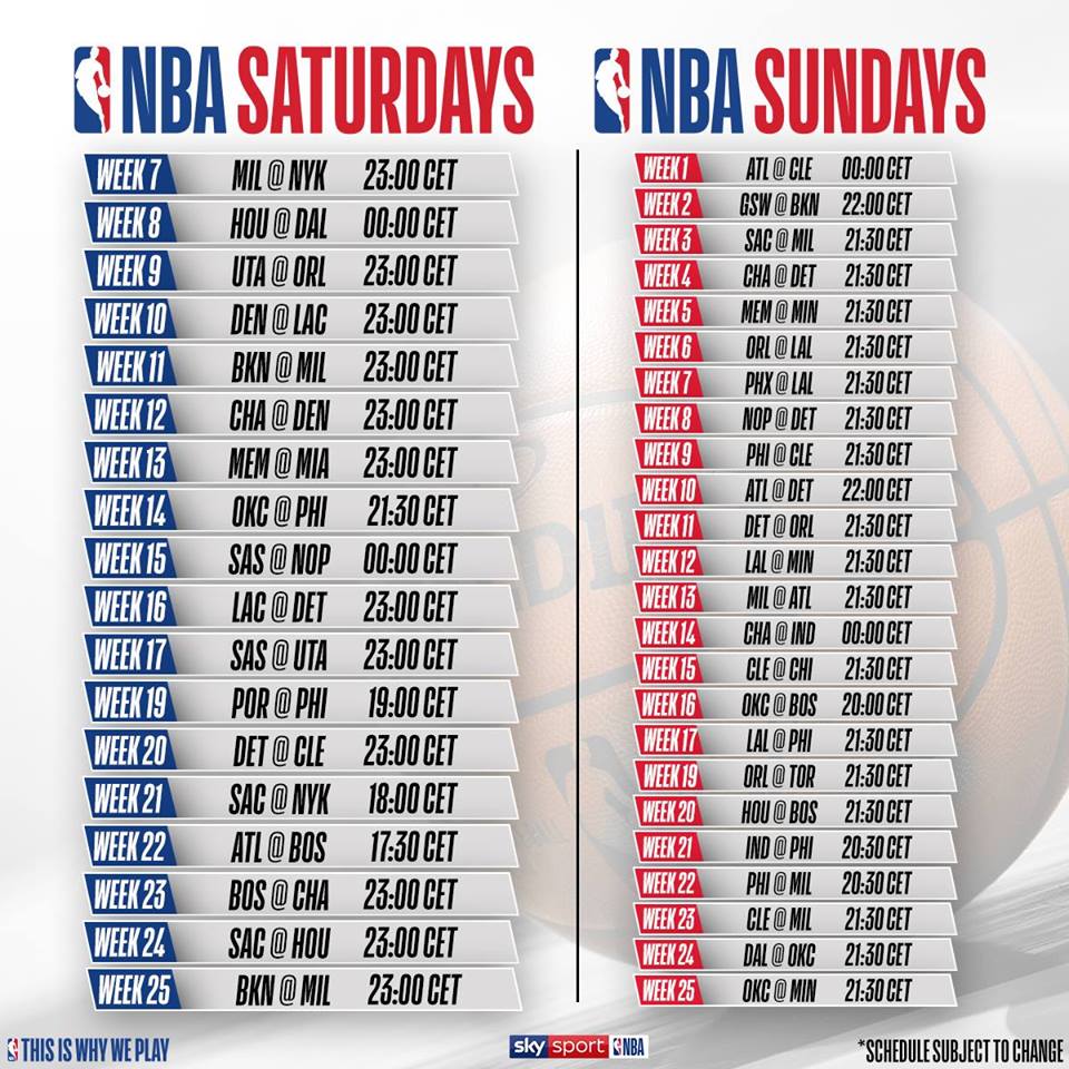 Calendario NBA 2018/2019